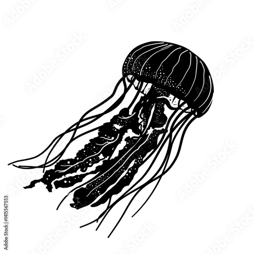 black silhouette of a jellyfish – vector illustration