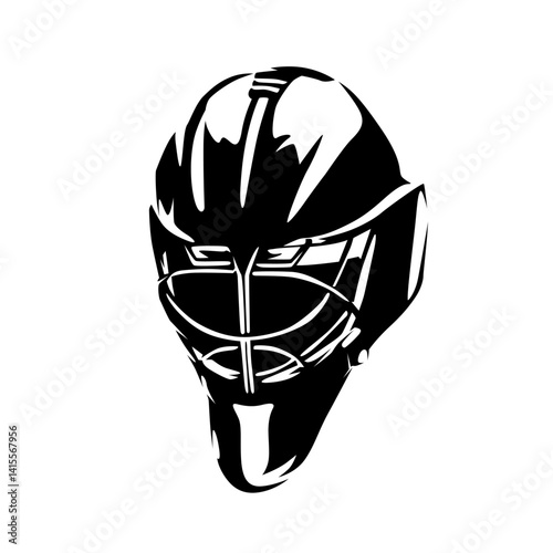 Hockey goalie helmet, ice hockey mask, high contrast isolated vector silhouette