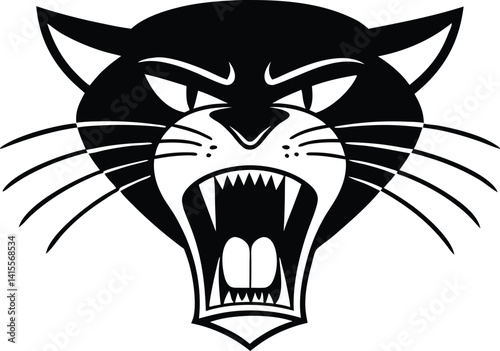 Aggressive Black Panther Head Graphic