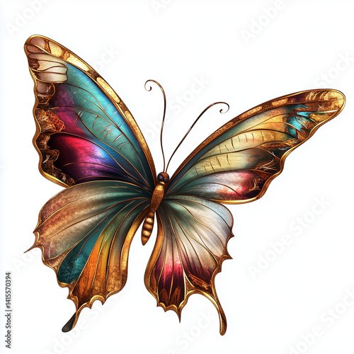 butterfly isolated on white, transparent background