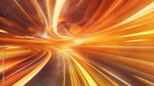 A breathtaking journey through a radiant, fiery tunnel of light, showcasing dynamic streaks and warm golden hues.