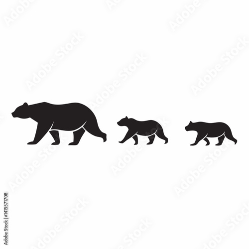 bear silhouette, bear vector, wild animal silhouette, forest animal vector, black bear clipart, grizzly bear silhouette, bear walking vector, wildlife icon, roaring bear illustration,