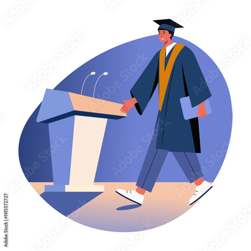 A flat style illustration of a graduate boy