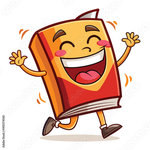 Happy book character running