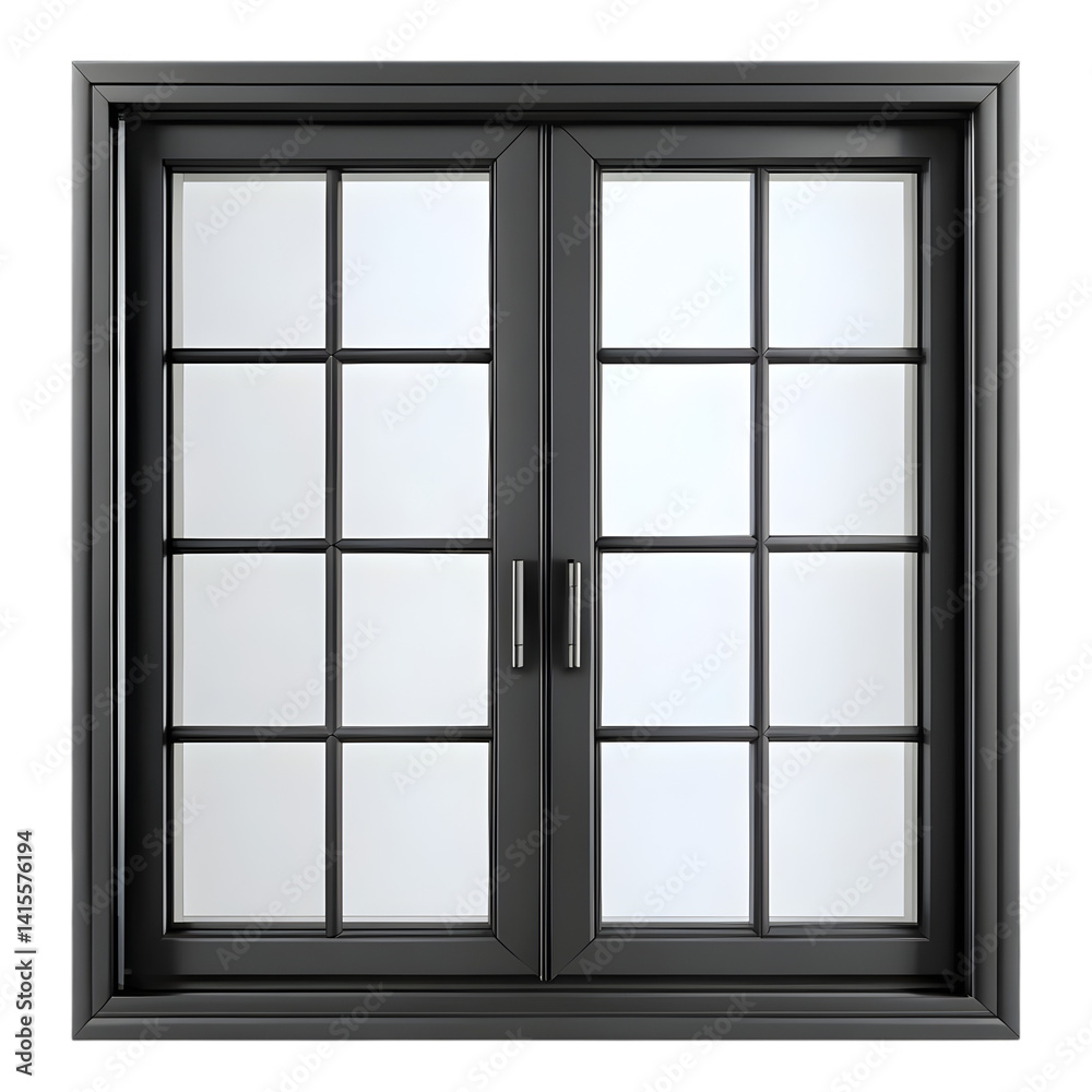 Black Window with Two Panes and Handles Isolated On White Background
Black Window with Two Panes and Handles Isolated On White Background
