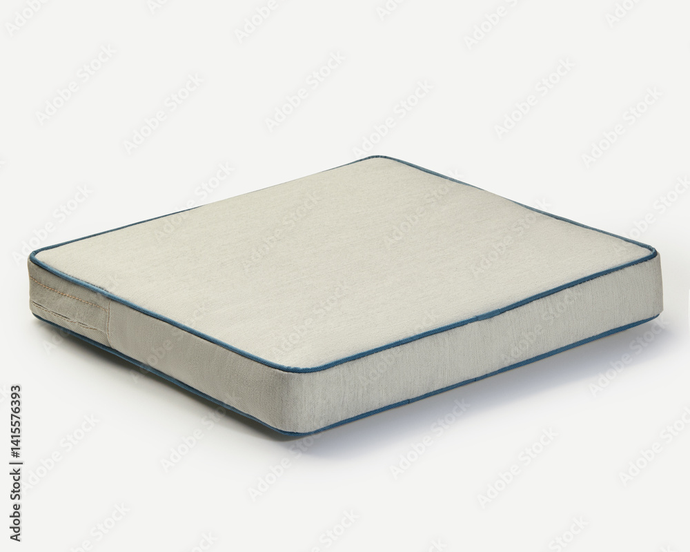 Comfortable square seat cushion resting on white background