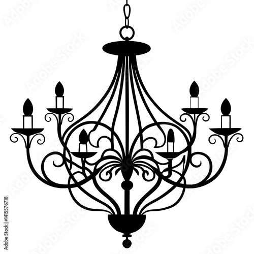 chandelier silhouette vector illustration decorative elegant vintage lighting lamp hanging light interior icon
