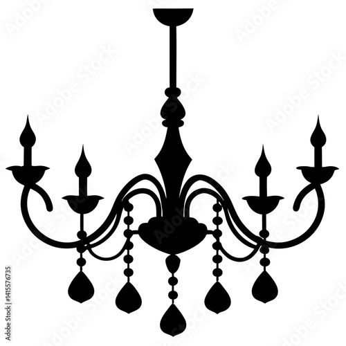 chandelier silhouette vector illustration decorative elegant vintage lighting lamp hanging light interior icon
