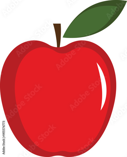 Red Apple. Flat Design Vector Illustration Of A Red Apple On White Background. apple fruit design.