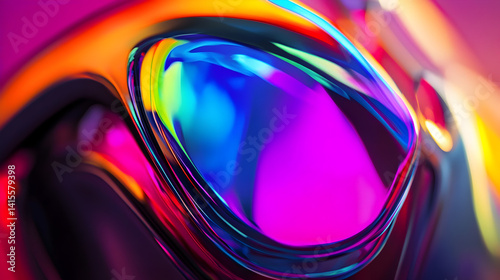 of a VR headset reflecting vibrant colors, symbolizing immersive gaming technology 