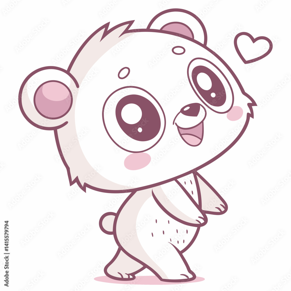 Obraz premium Kawaii Style Bear Cartoon Vector
