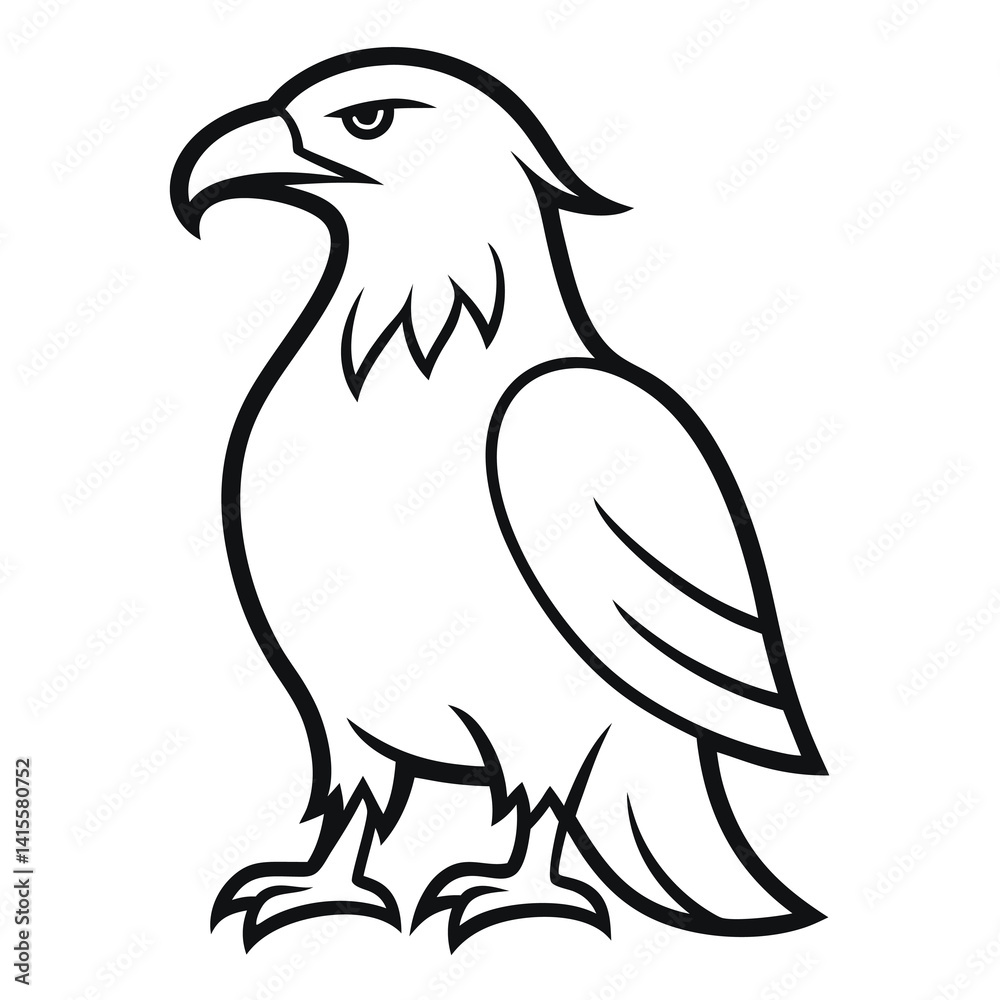 Fototapeta premium Eagle Bird Vector Line Art on white background 