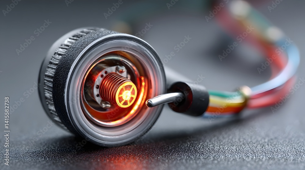 Naklejka premium Detailed closeup image of the internal components of a miniature speaker captured through photography and studio lighting to showcase the intricate engineering and design