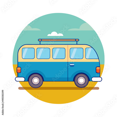Colorful Travel Van Vector Icon for Adventure

