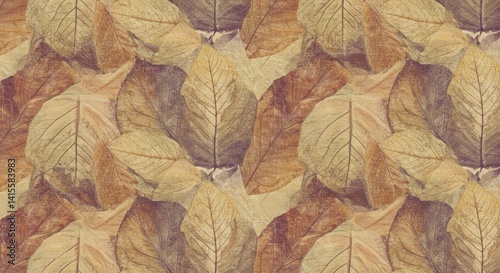 Fall Leaves Texture Pattern Background with Autumnal Colors and Details