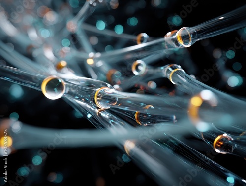 Abstract fiber optic network, conveying information with light. High-tech communication system, modern technology, data transfer