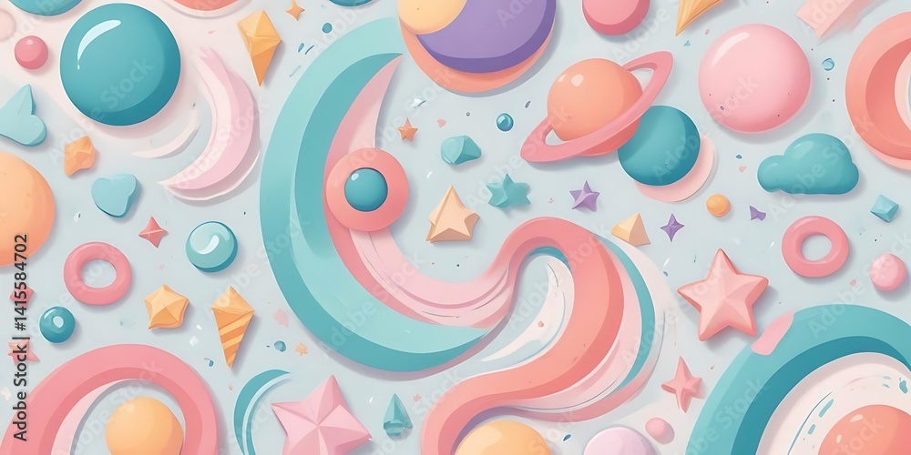 Fototapeta premium Colorful background with a swirl of stars and planets