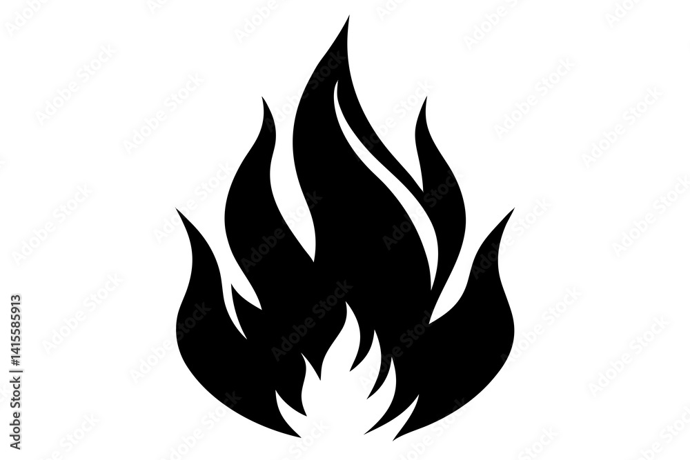 Bold Black Fire Symbol Design for Graphic Use Bold Black Fire Symbol Design for Graphic Use
