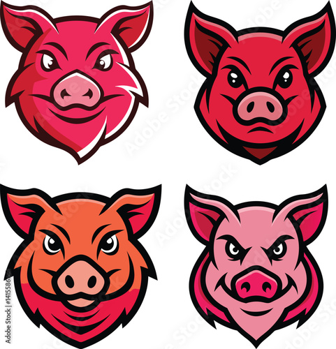 Pig head mascot logo design vector