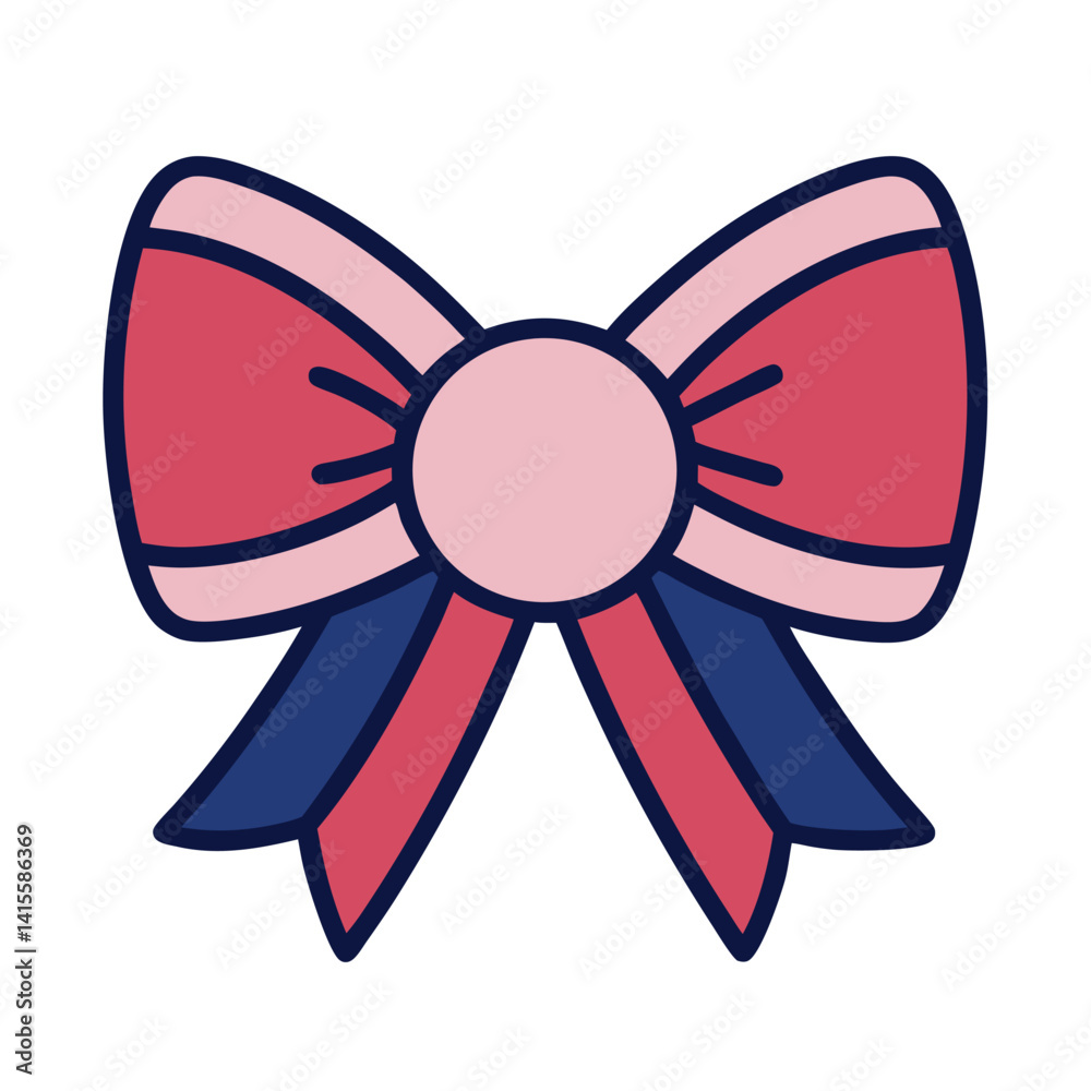 Fototapeta premium Coquette Ribbon Bow 4th of July Vector Art – Patriotic Icon Illustration Design