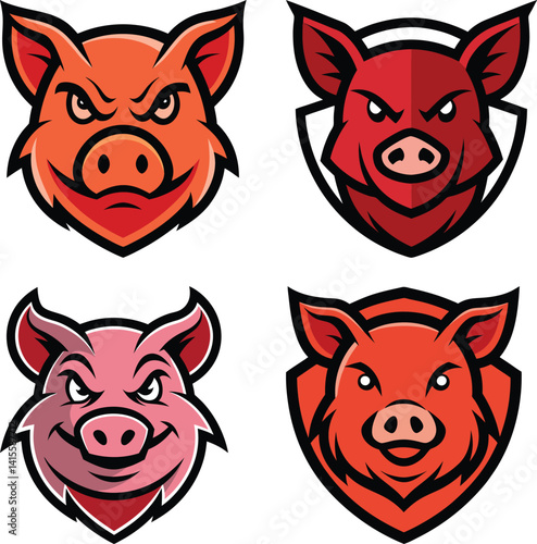 Pig head mascot logo design vector