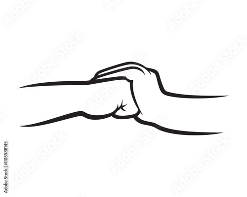 Cupping Fist Hand Pose or Gesture visualized with Silhouette Style