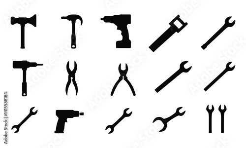 Vector illustration set of constraction icon element silhouette on white background