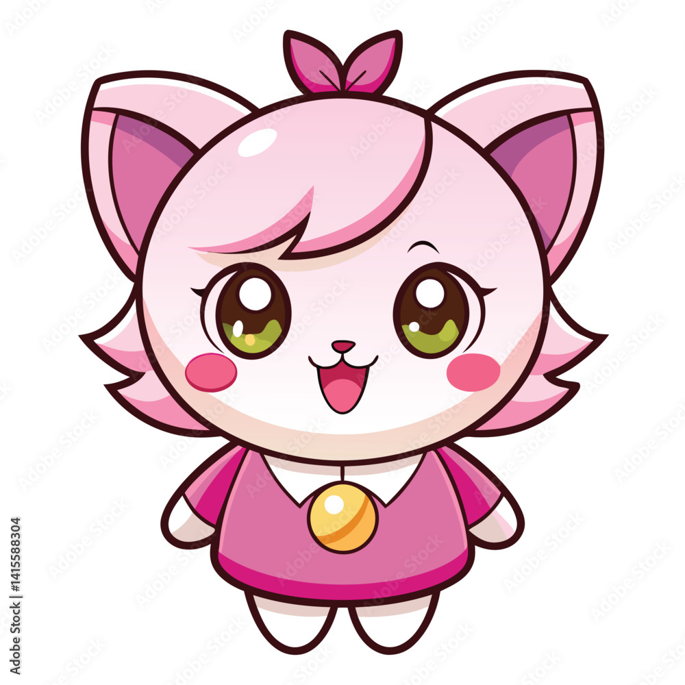 Cute Pink Cat Character Cute Pink Cat Character