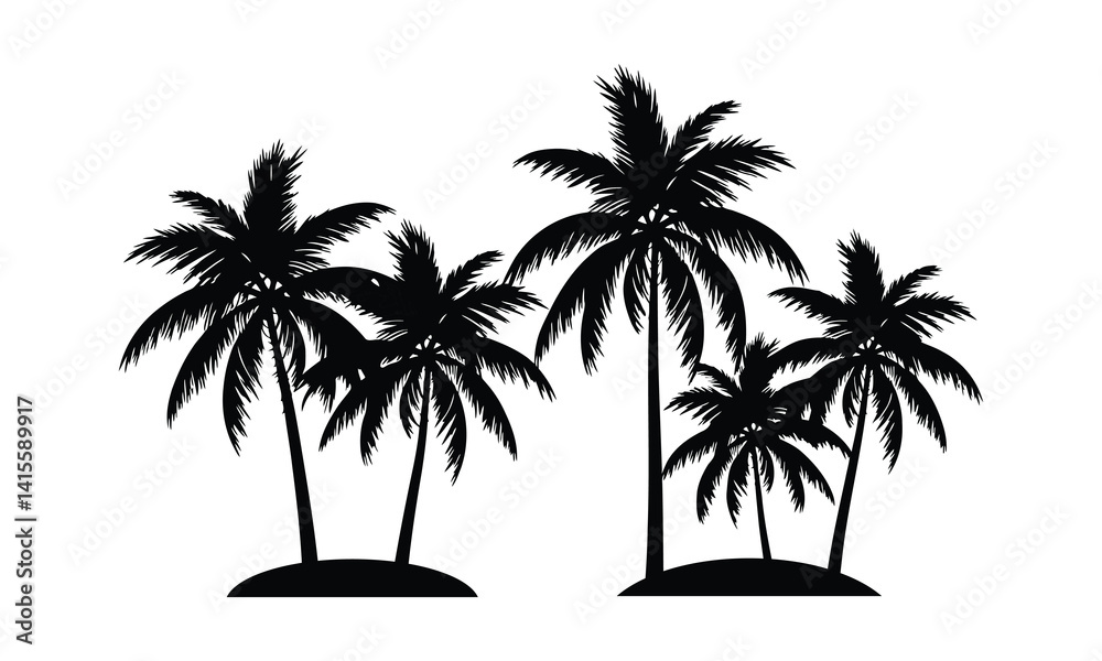 Obraz premium palm tree silhouettes on white background