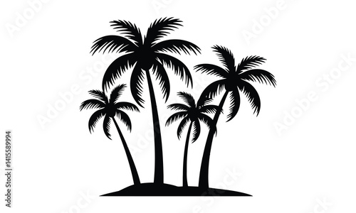 palm tree silhouettes on white background