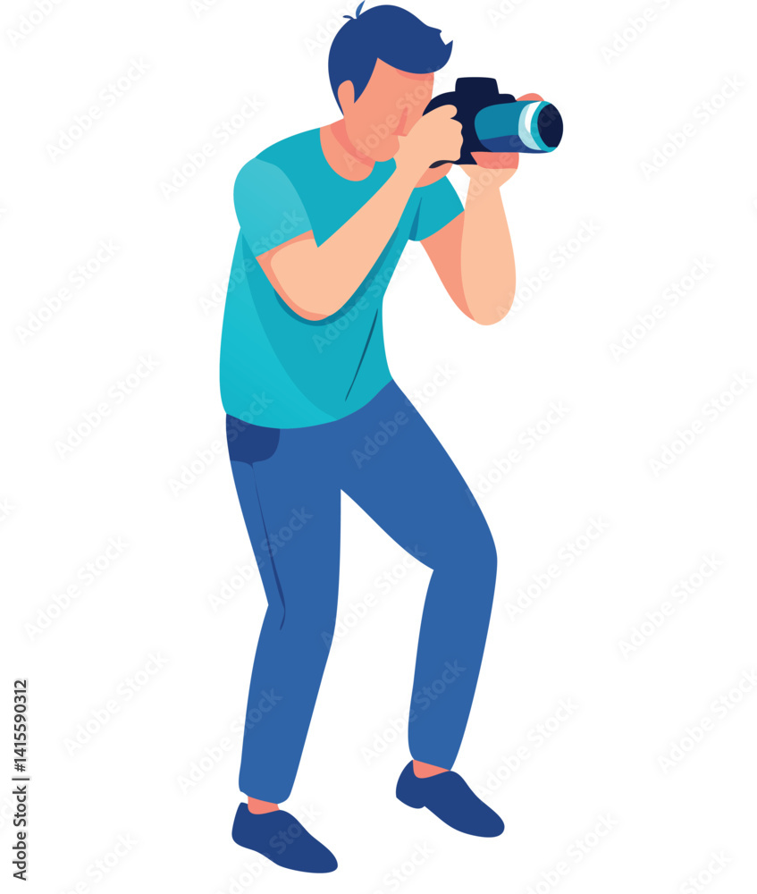 Young Man Photographer Taking Pictures with DSLR Camera Young Man Photographer Taking Pictures with DSLR Camera