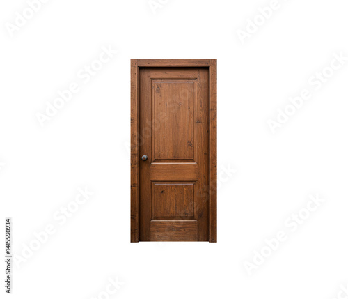 Old wooden door made of wood isolated on white background.