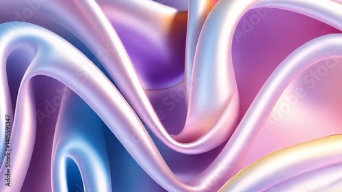 Abstract iridescent silk folds in soft pastel colors with flowing texture and smooth highlights