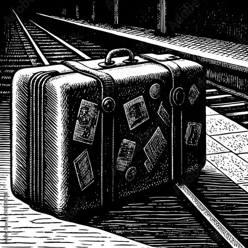 Vintage Suitcase with Stickers