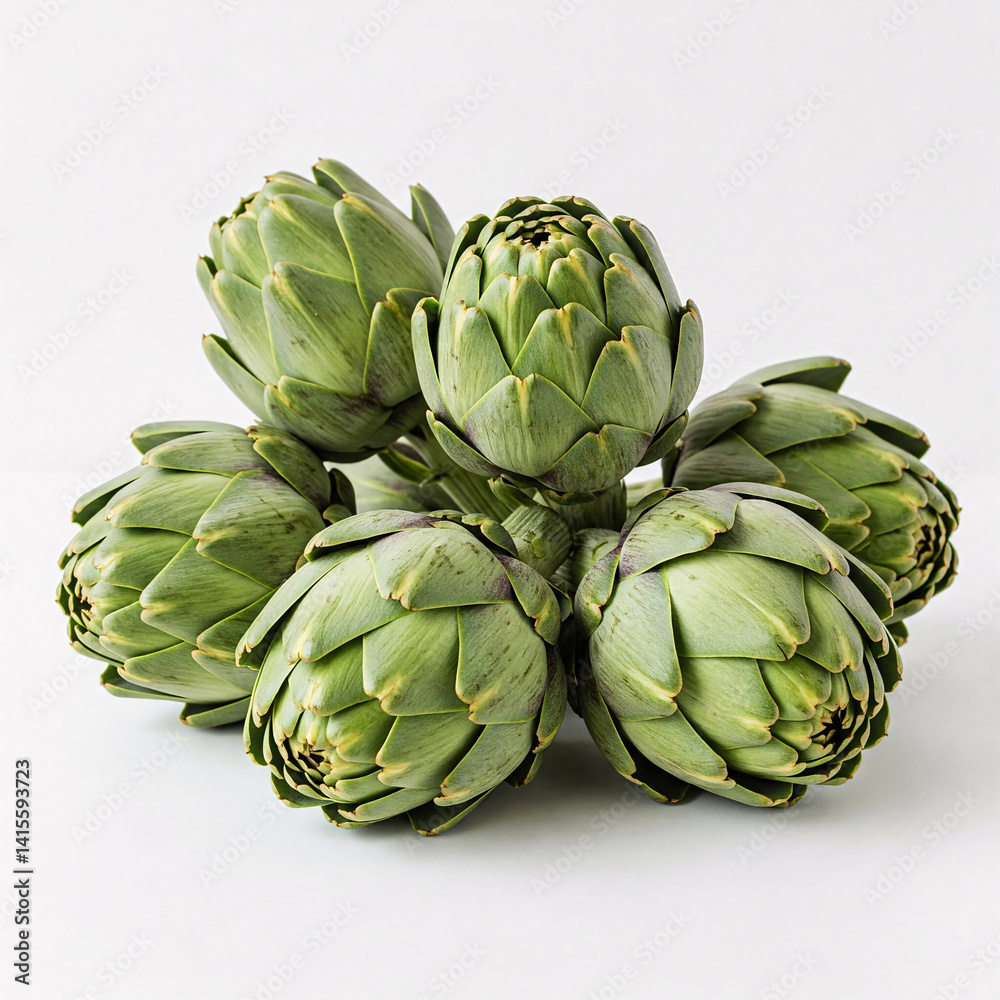 Obraz premium Fresh artichokes on white background. Studio shot. Close up.
