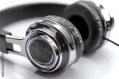Close-up of Sleek Black Headphones on a Bright Surface