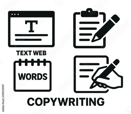 Set of linear copywriting icons for effective content creation
