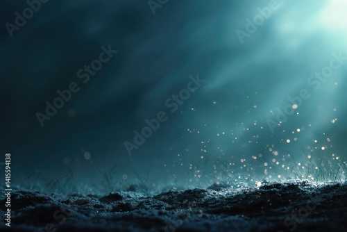 Abstract Dark Landscape with Grass and Bokeh Lights Moody Background