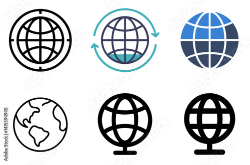 Globe Icon World and Global Connection Symbol