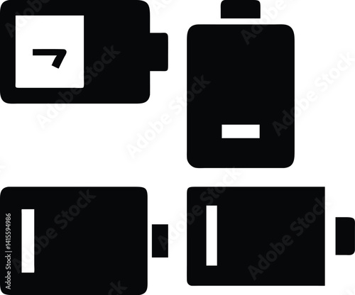 Battery Icon Vector Silhoette Bundle Set Collection