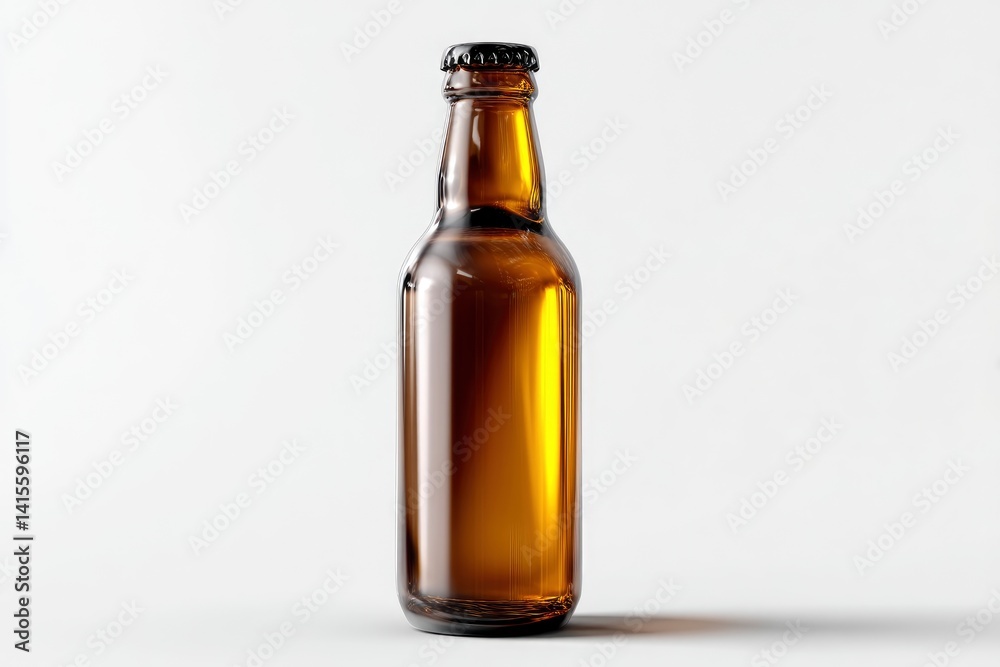 Isolated Brown Beer Bottle with Cap on White Background Studio Shot Isolated Brown Beer Bottle with Cap on White Background Studio Shot