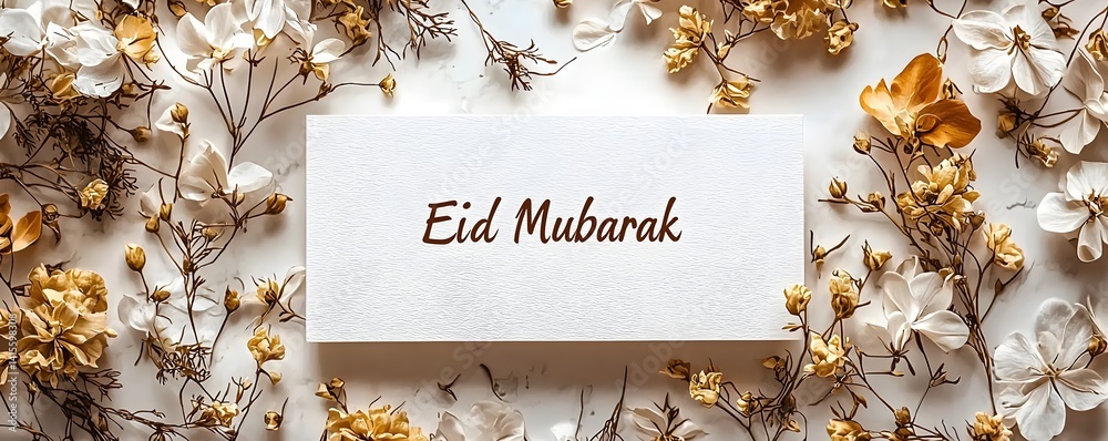 Minimalist Eid Mubarak Gift Card with Gold Accents