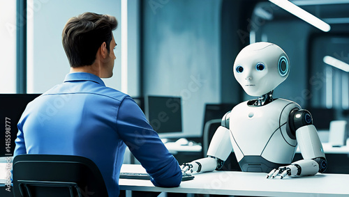 Human and Robot Collaboration: AI Assistant Working with a Business Professional