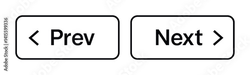 Navigation button icons set with arrows and labels - flat style design