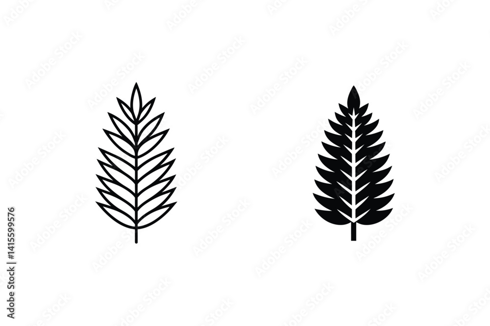Fototapeta premium Two Pine Tree Silhouettes In Black And White Graphic Resources