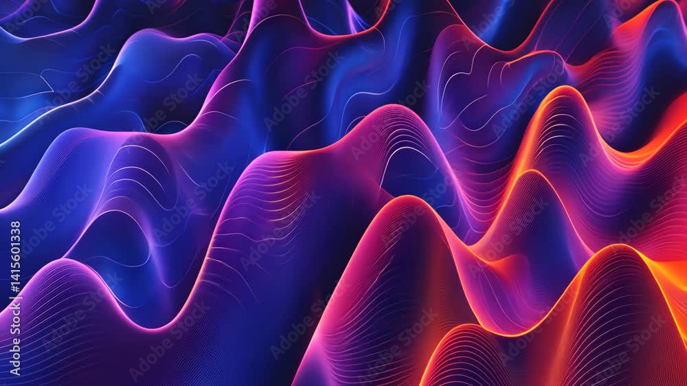 Tiefenwirkung Neonrote Blaue Linienfluss Grafik