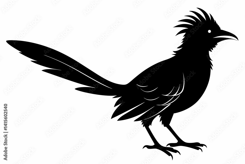 Fototapeta premium Greater coucal silhouette black vector