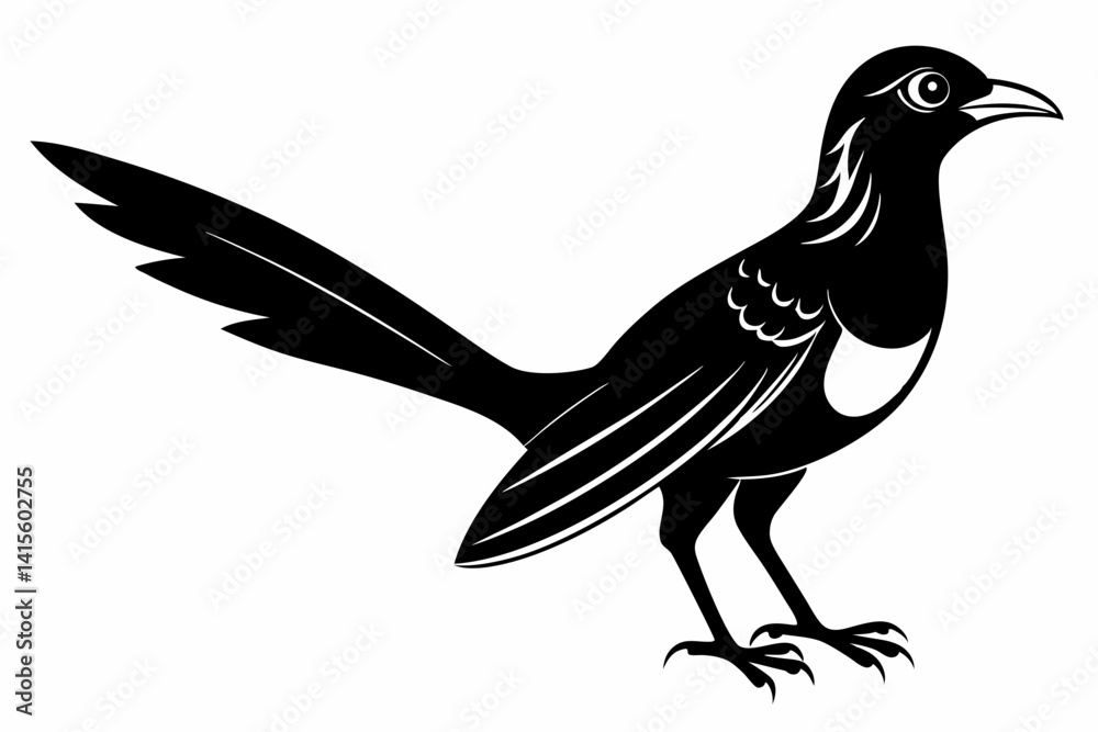 Fototapeta premium Greater coucal silhouette black vector