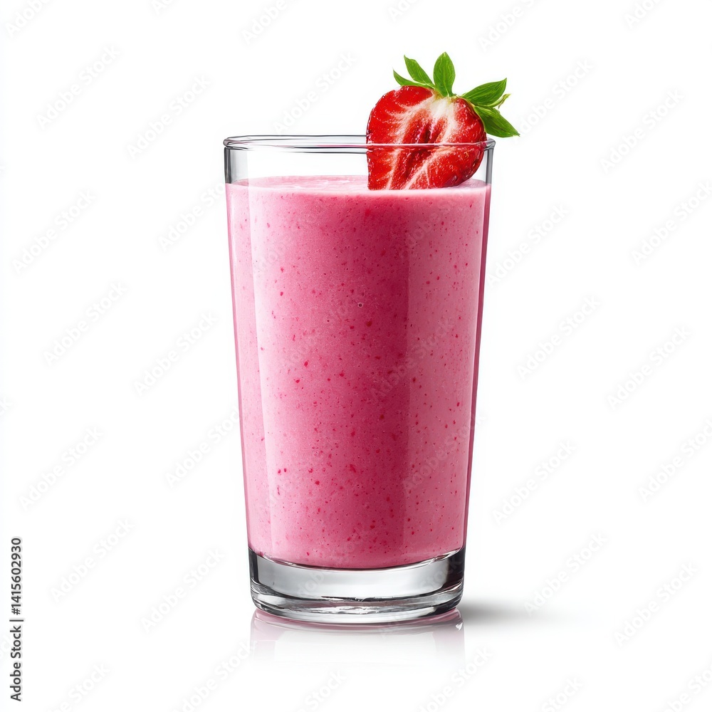 Strawberry smoothie in glass isolated on white background Strawberry smoothie in glass isolated on white background