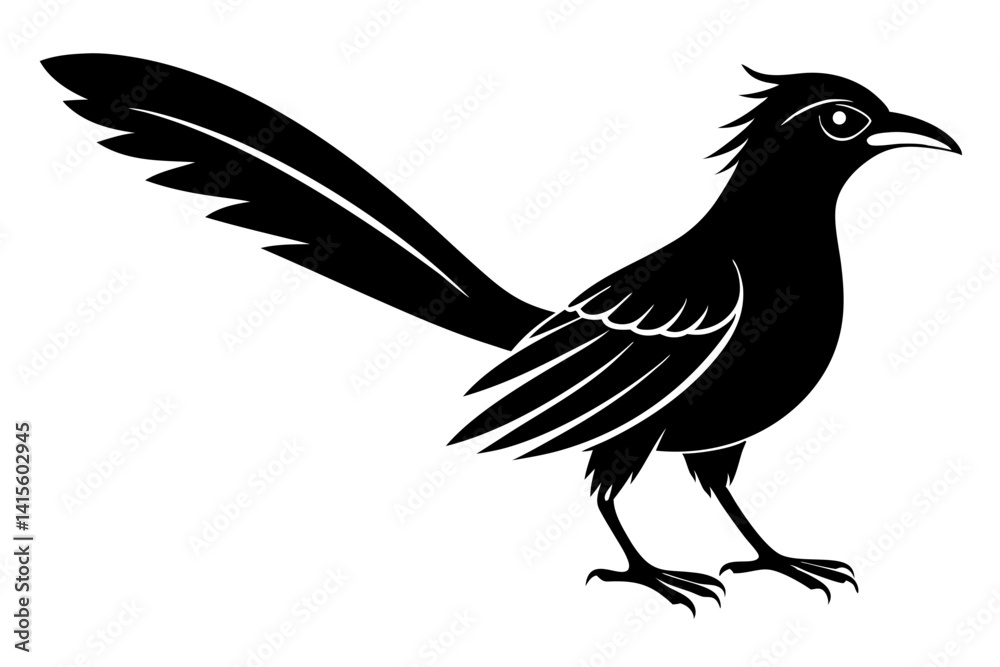 Fototapeta premium Greater coucal silhouette black vector